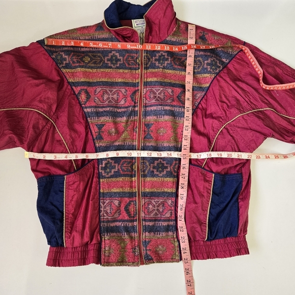 Vintage‎ Westside Connection 90s Aztec Burgundy Blue Windbreaker Long Sleeve - Picture 10 of 17